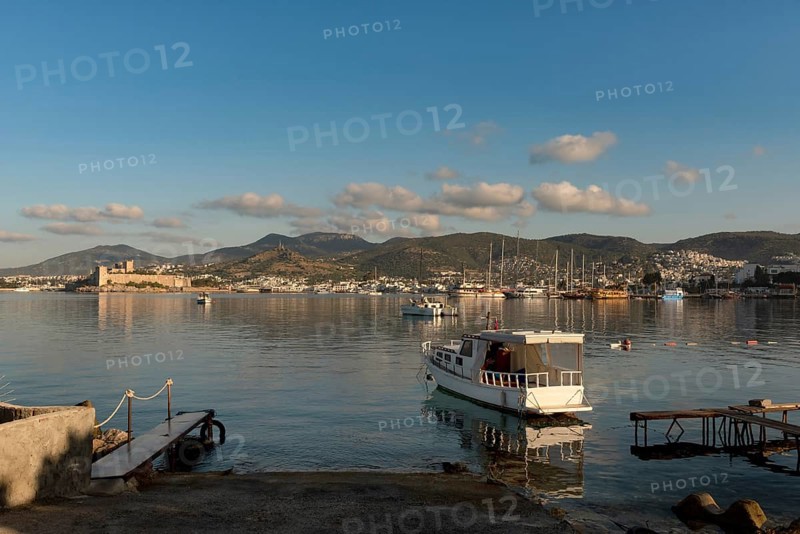 Bodrum, Mugla, Turkey. April 21st 2022 Beautiful Bodrum Peninsular viewed from the Turkish Aegean harbour town on the south west coast of Turkey