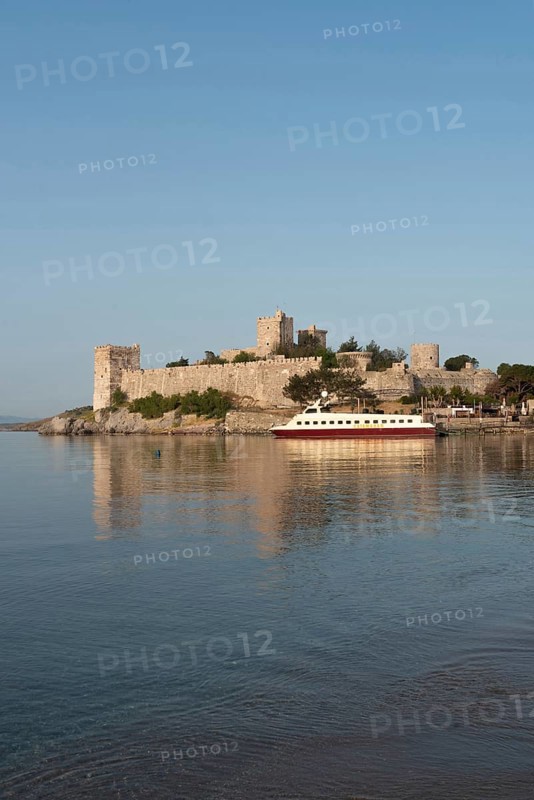 Bodrum, Turkey. April 22nd 2022 Beautiful Bodrum Castle and seaside harbour on the southwest turquoise coast of Turkey, popular holiday town with foreign tourists and Turkish visitors