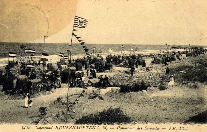 Historic postcard around 1900, Baltic resort Brunshaupten i.M, historic town on the Mecklenburg Baltic Sea coast, which merged with Arendsee and Fulgen in 1937 to form today's Baltic Sea resort of Kühlungsborn, Mecklenburg-Western Pomerania, Germany, reproduction of a postcard, historic