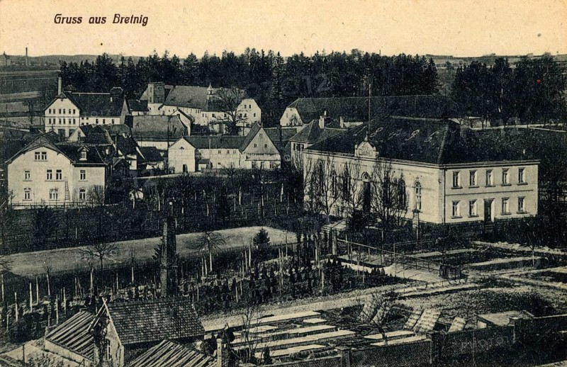 Historical postcard around 1900, Bretnig, today a district of the town of Großröhrsdorf in the district of Bautzen in Saxony, Germany, reproduction of a postcard, historical
