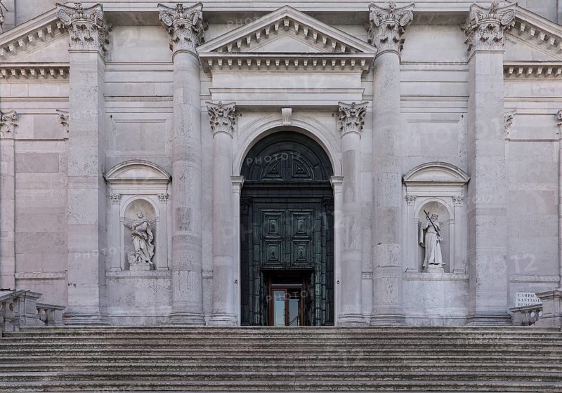 Main façade of the Chiesa del Santissimo Redentore, Church of the Most Holy Redeemer, on Giudecca Island, Venice, Veneto, Italy