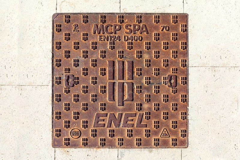 Manhole cover on Giudecca Island, Veneto, Italy