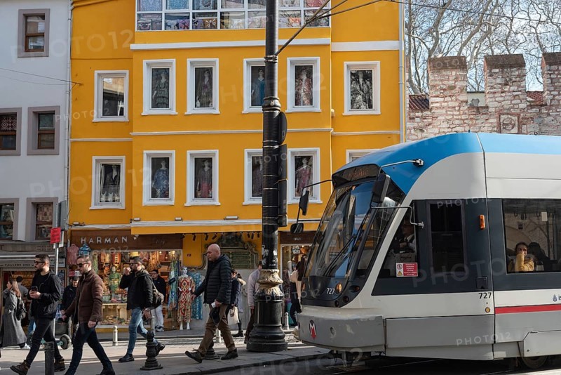 Istanbul, Turkey. January 3rd 2025 The Kabatas to Bagiclar Tram Line, the T1, Passing through historical districts, the Blue Mosque and Grand Bazaar, Istanbul, Turkey