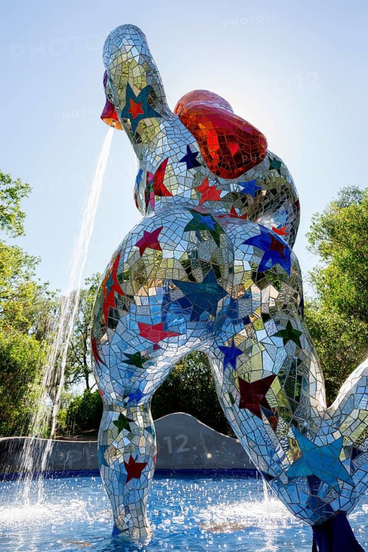 Colourful sculpture made of glass and mirrors, Giardino dei Tarocchi, Garden of Tarot, by Niki de Saint Phalle, near Capalbio, Province of Grosseto, Tuscany, Italy