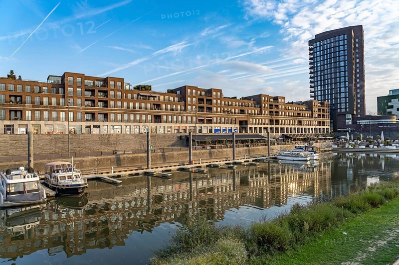 Maasboulevard and city harbor in Venlo, the Netherlands