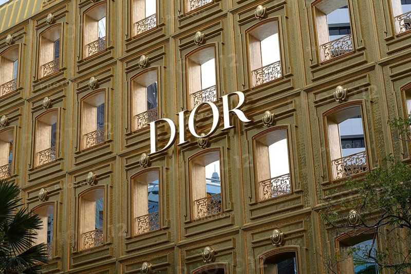 Dior designer fashion logo displayed on the flagship store near the Central Embassy Mall, a fashionable shopping district of Bangkok, Thailand