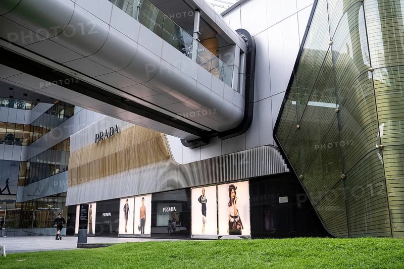 Bangkok, Thailand. March 19th 2025. Prada designer fashion logo displayed on the flagship store near the Central Embassy Mall, a fashionable shopping district of Bangkok, Thailand