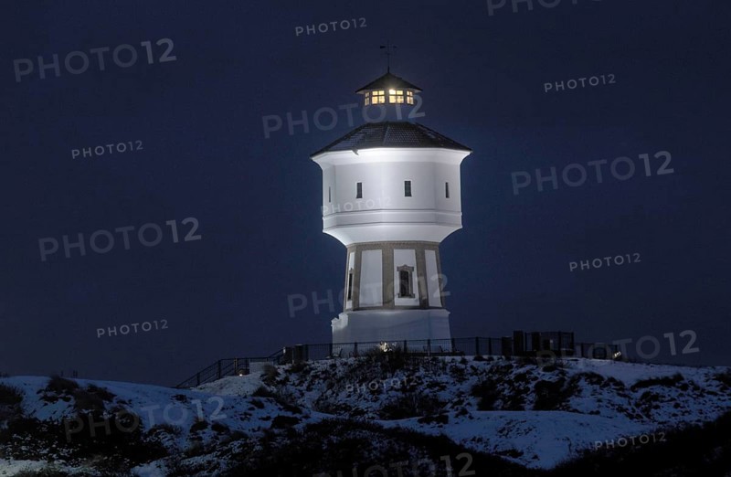 Water tower at night, Langeoog, Lower Saxony, Germany