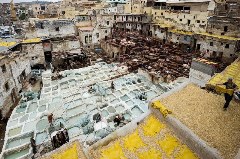 Chouwara tanning and dyeing district, Fez El Bali, Medina, UNESCO World Heritage Site, Fez, Morocco