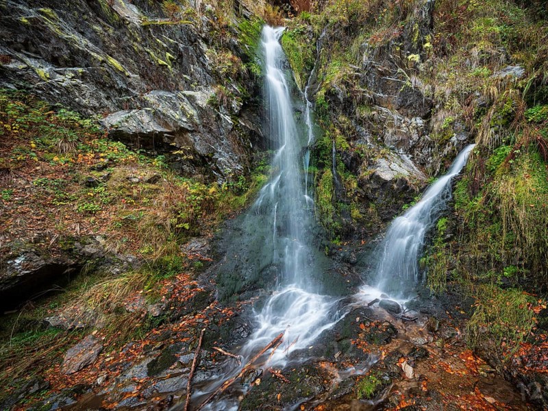 The Fahler Waterfall on Feldberg in autumn, Black Forest, Baden-Württemberg, Germany