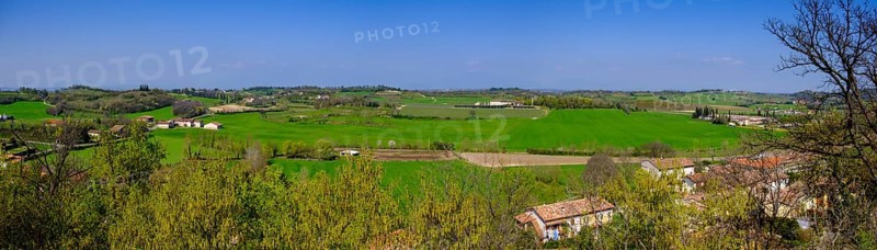 View from Castello di Cavriana, Cavriana, Colli Mantovani, Lombardy, Province of Brescia, Italy