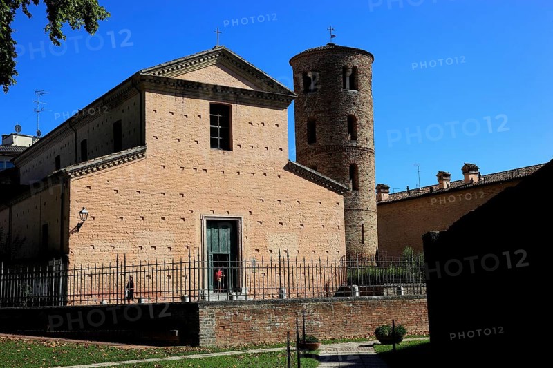 Basilica of Santa Maria Maggiore, Chiesa di Santa Maria Maggiore, with campanile from the 9th or 10th century, Ravenna, Emilia Romagna, Italy