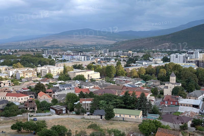 Gori, Georgia. September 9th 2025. Landscape panorama view of the Georgian city of Gori, known as the birthplace of communist revolutionary and Soviet politician Joseph Stalin, Georgia