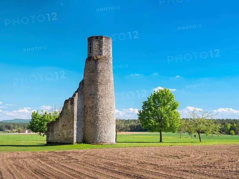 The ruins of the Circle Chapel, also Circle Chapel, church ruins near Dentlein am Forst, Middle Franconia, Bavaria Germany