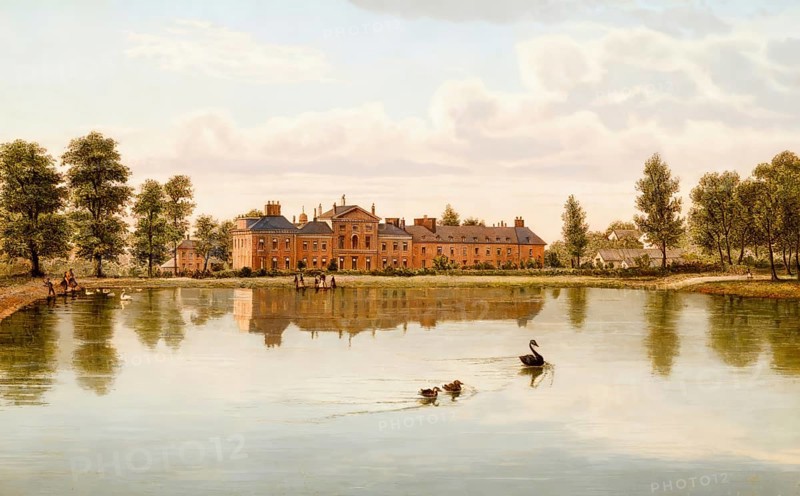Kensington Palace, a royal residence set in Kensington Gardens, 19th century, in the Royal Borough of Kensington and Chelsea, London, England, United Kingdom