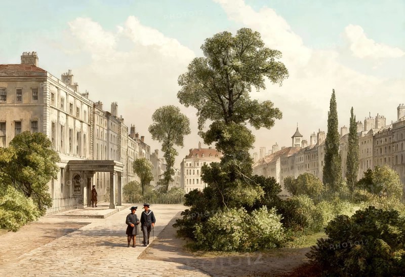 Queen Square, 1810, a garden square in the Bloomsbury district of central London, England, United Kingdom