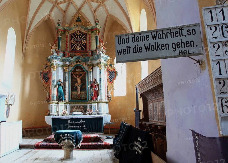 Altar in the fortified church of Valea Viilo, German wormhole, is a municipality in Sibiu district in Transylvania, UNESCO World Heritage Site, Romania