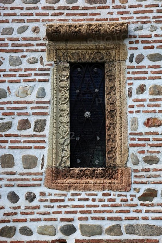 Wall detail, Saint Nicholas Prince Church, Biserica Domneasca Sfantul Nicolae in Curtea de Arges, the first major religious architectural monument in Wallachia, Romania