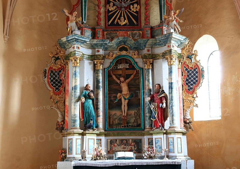 Altar in the fortified church of Valea Viilo, German wormhole, is a municipality in Sibiu district in Transylvania, UNESCO World Heritage Site, Romania