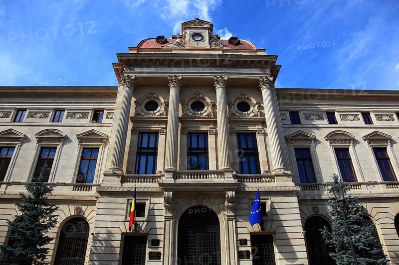 Romania, capital Bucharest, Bucuresti, Romanian National Bank building in the old town, is the country's central bank