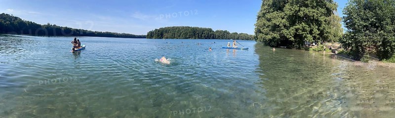 Schmaler Luzin, Klarwassersee, bathing area near Carwitz, recreation, summer, Hullerbusch and Schmaler Luzin nature reserve, Feldberger Lake District, Mecklenburg-Western Pomerania, Germany