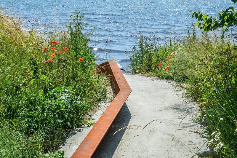 Barrier in nature to prevent vipers from entering and disturbing the tourist-dense Smygehuk, Smygehamn, Sweden's southernmost cape, Trelleborg Municipality, Skåne County, Sweden, Scandinavia