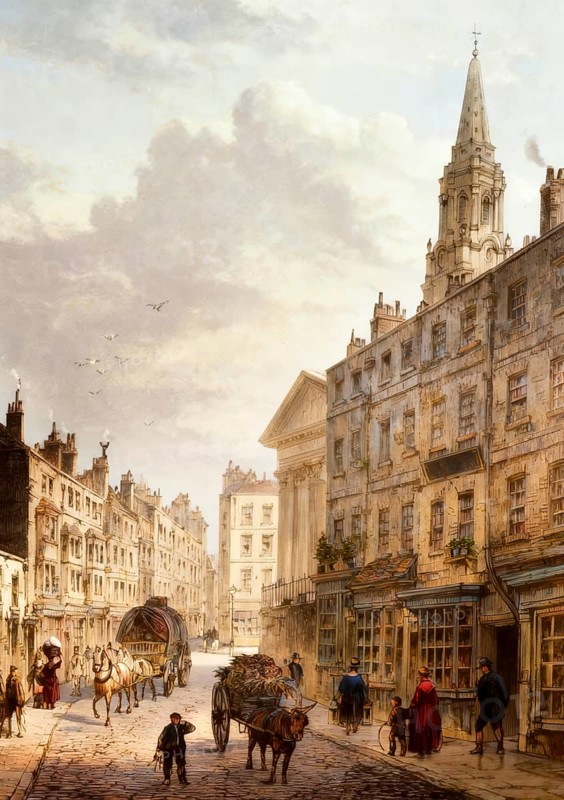 St. Martin's Lane, 1820, a street in Covent Garden, Central London, England, United Kingdom