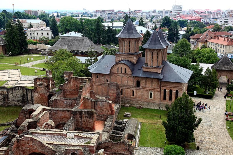The royal courtyard, Curtea Domneasca, in Targoviste, Romania. The ruins of the fortress are known for their connection to Vlad the Impaler, who was the inspiration for the Dracula legend