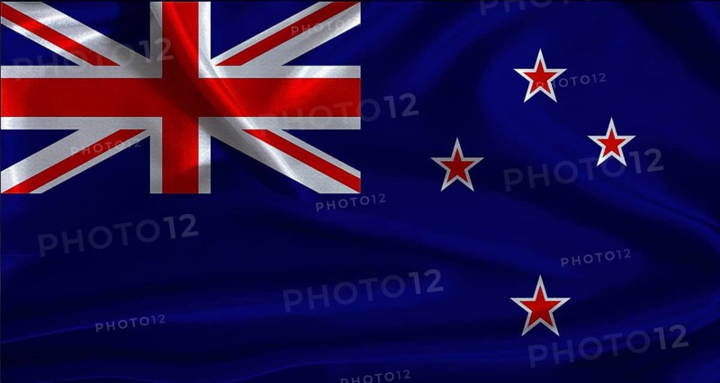 New Zealand flag with cloth textured background. National flag of New Zealand with realistic texture