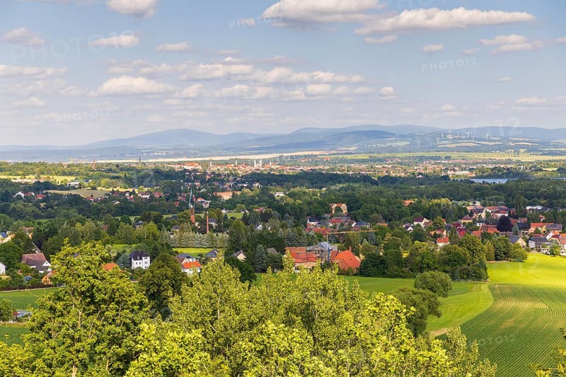 View from the Koitsche via Hörnitz to Zittau, Upper Lusatia, Saxony, Germany