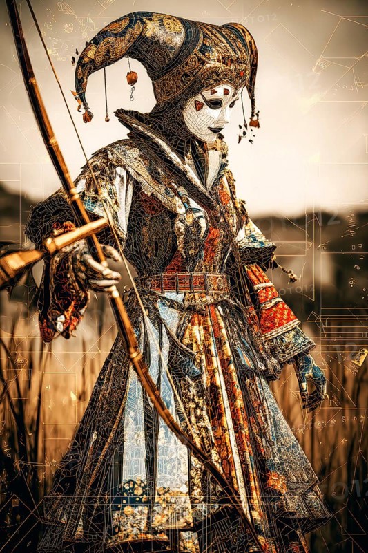 Modern representation of tarot card The Fool symbolizing innocence, freedom, originality, foolishness, idealism, youth, spontaneity, AI generated