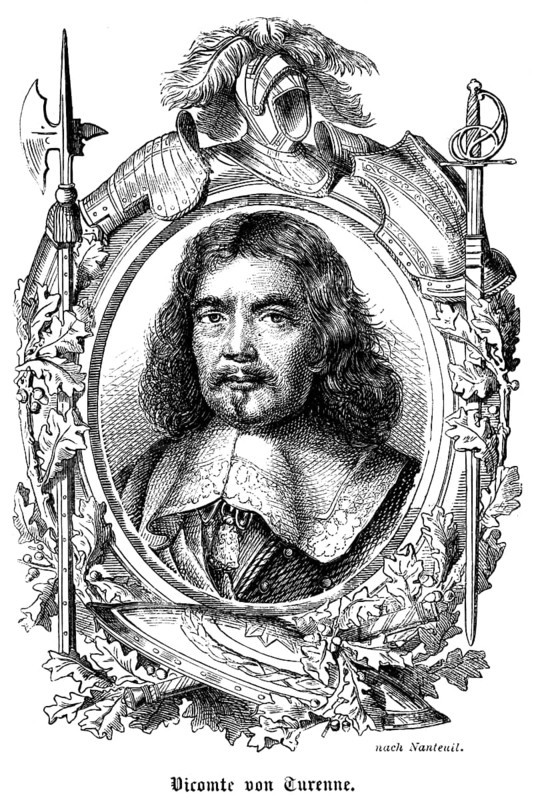 Unknown Viscount of Turenne, Viscounty in France, Limousin, portrait, curly hair, moustache, ornamentation, pen, helmet, sword, halberd, knight, historical illustration 1863