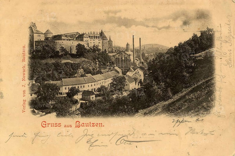 Historical postcard around 1900, Bautzen, Saxony, Germany, digital reproduction of a historical postcard, public domain, from that time, exact date unknown