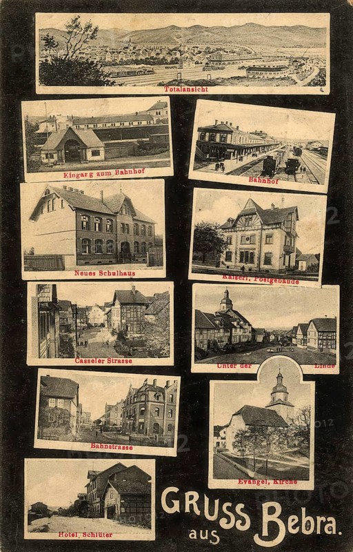 Historical postcard around 1910, Bebra, Regierungsbezirk Kassel, Hesse, Germany, digital reproduction of a historical postcard, public domain, from that time, exact date unknown