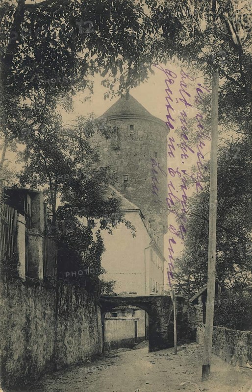 Historical postcard around 1900, Bautzen, Nicolai Tower, Saxony, Germany, digital reproduction of a historical postcard, public domain, from that time, exact date unknown