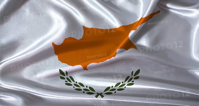 National flag of Cyprus with cloth texture. Cyprus flag with realistic texture background