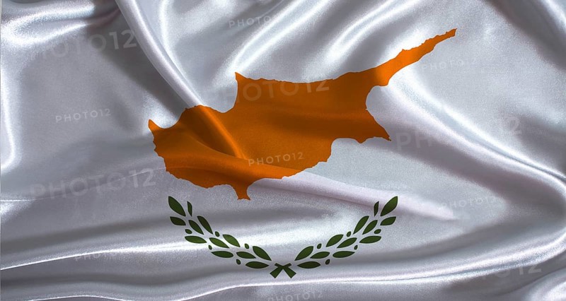 Cyprus flag with cloth textured background. National flag of Cyprus with realistic texture