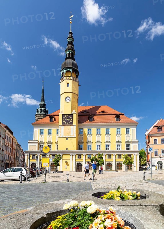 Hauptmarkt with St. Peter's Cathedral and Town Hall, Bautzen, Upper Lusatia, Saxony