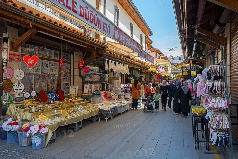 Lively traditional market with various stalls and shopping streets, Konya, Central Anatolia, Turkey