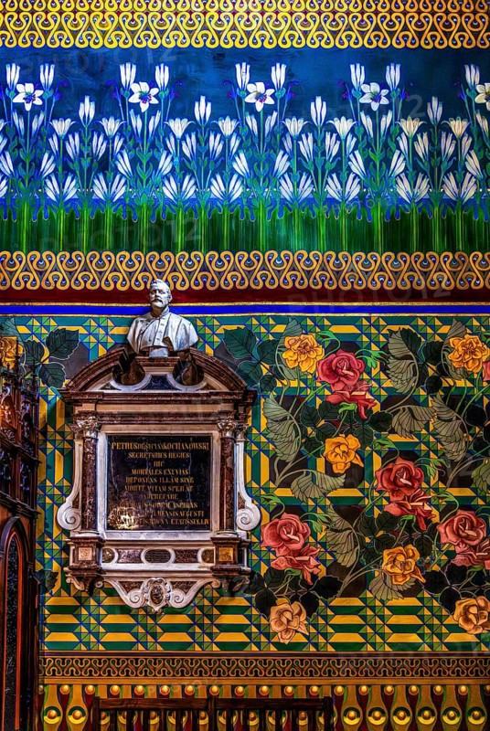 Polychrome detail by Wyspianski, Art Nouveau frescoes, Franciscan Church, 1249, Krakow, Poland