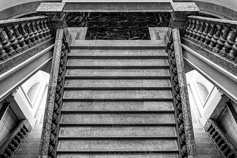 Black and white photography, interior design at the Museum of Communication on Leipziger Straße in Berlin Mitte, Classicism, Berlin, Germany