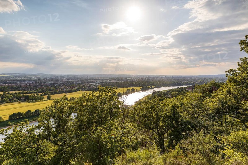 View of Dresden and the Elbe from Agneshöhe, Pappritz, Dresden, Saxony, Germany