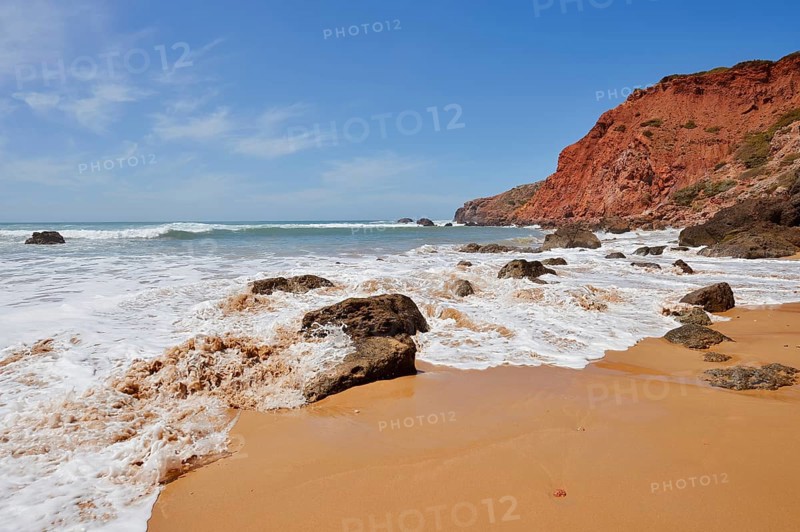 Beach and rocky coast, Carrapateira, Parque Natural do Sudoeste Alentejano e Costa Vicentina, Algarve, Portugal