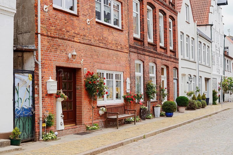 Houses, 'Little Amsterdam of the North' Friedrichstadt, North Frisia, Schleswig-Holstein, Germany