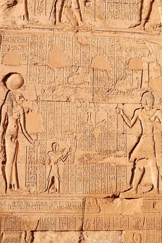 Relief of the goddess Menhit, Khnum temple of Esna, Egypt