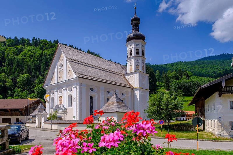 Kirche St. Michael, Sachrang, Sachranger Tal, Chiemgau, Upper Bavaria, Bavaria, Upper Bavaria, Bavaria, Germany
