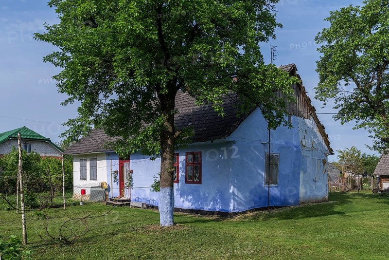 Old German settler house with garden in the former Dornfeld from 1789-1939, today Ternopillya, Ukraine