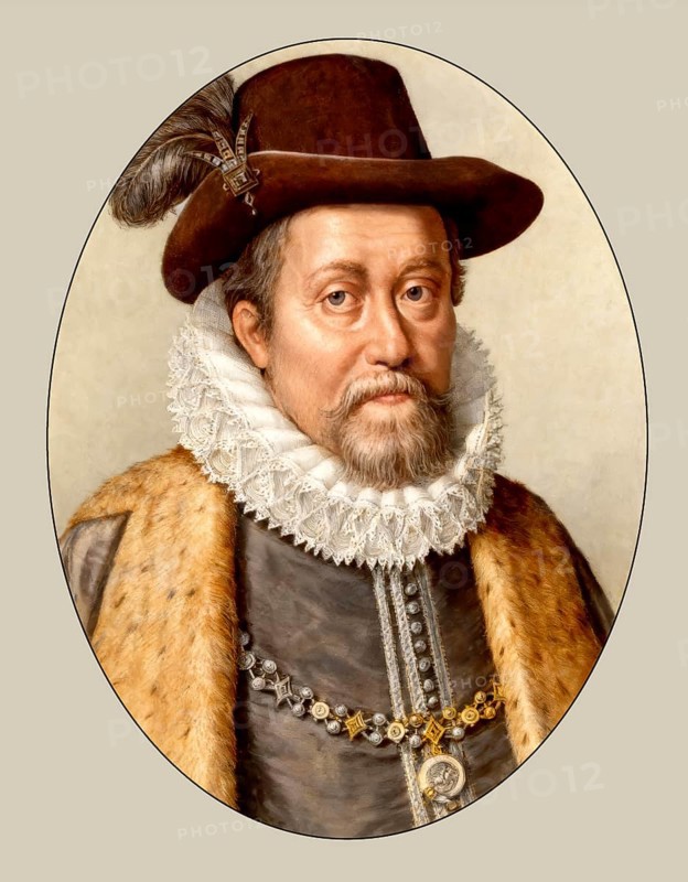 James VI and I, James Charles Stuart, 1566 – 1625, King of England, Scotland and Ireland, digitally edited