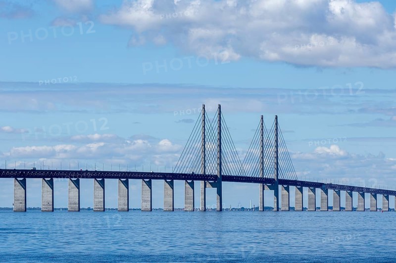 Öresund Bridge, Øresundsbrön, world's longest cable car bridge, connecting Copenhagen with Malmö, Denmark, Sweden