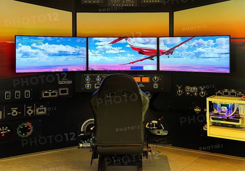 Flight simulator for computer games for entertainment purposes, Heinz Nixdorf MuseumsForum, Paderborn, North Rhine-Westphalia, Germany